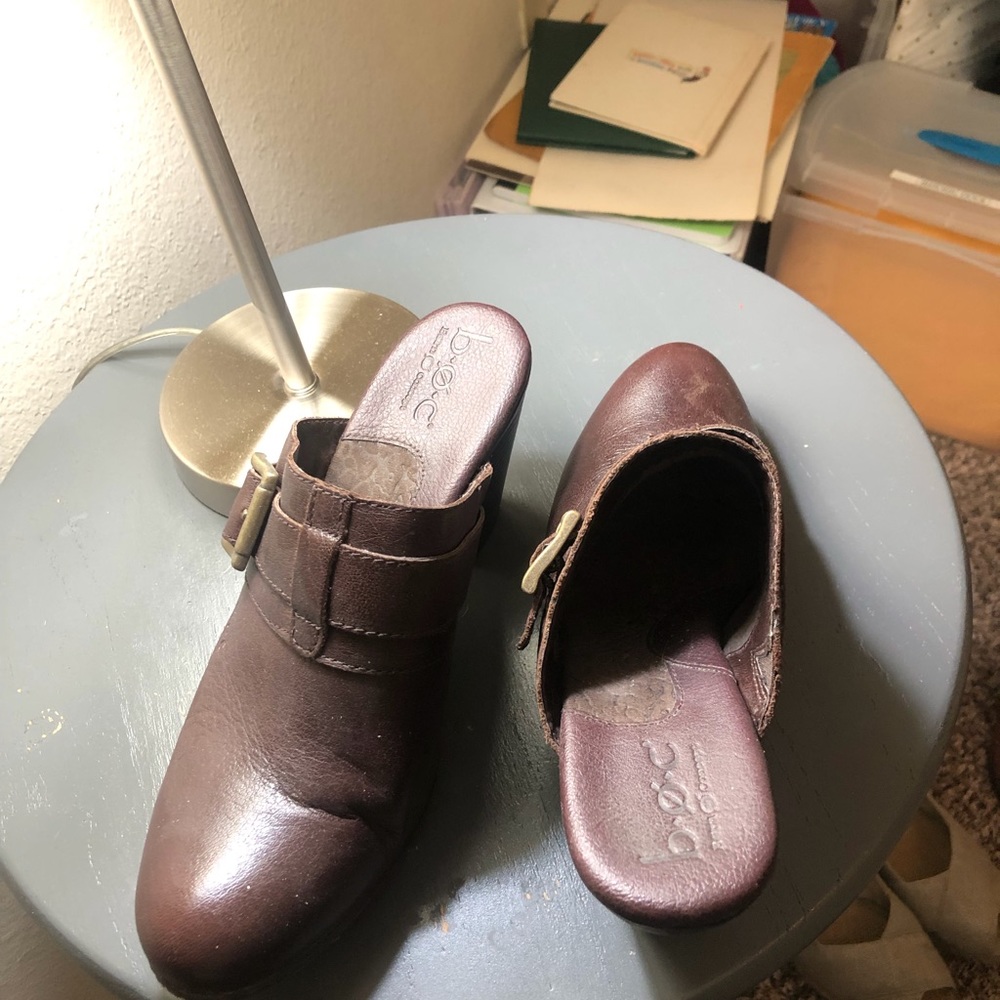 Brown heeled mules